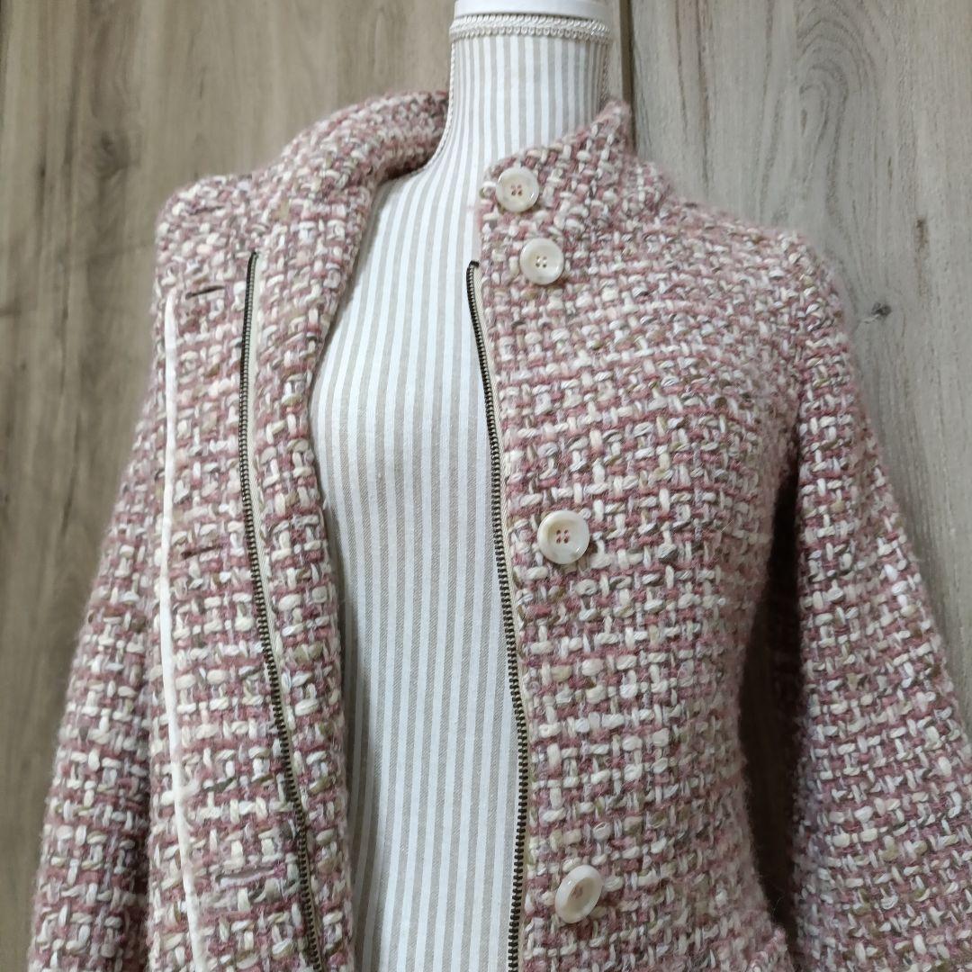 値下げ⤵Max＆co アルパカモヘア混 ツイードロングコートSize38美た品