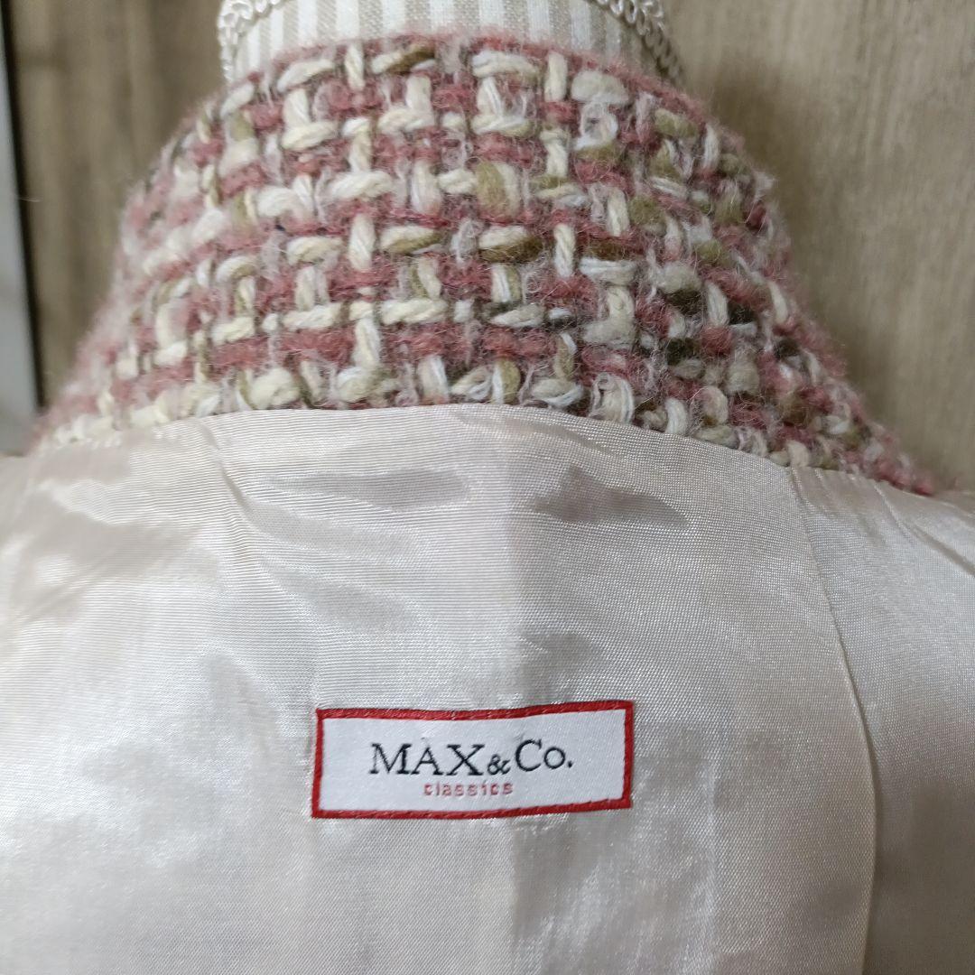 値下げ⤵Max＆co アルパカモヘア混 ツイードロングコートSize38美た品