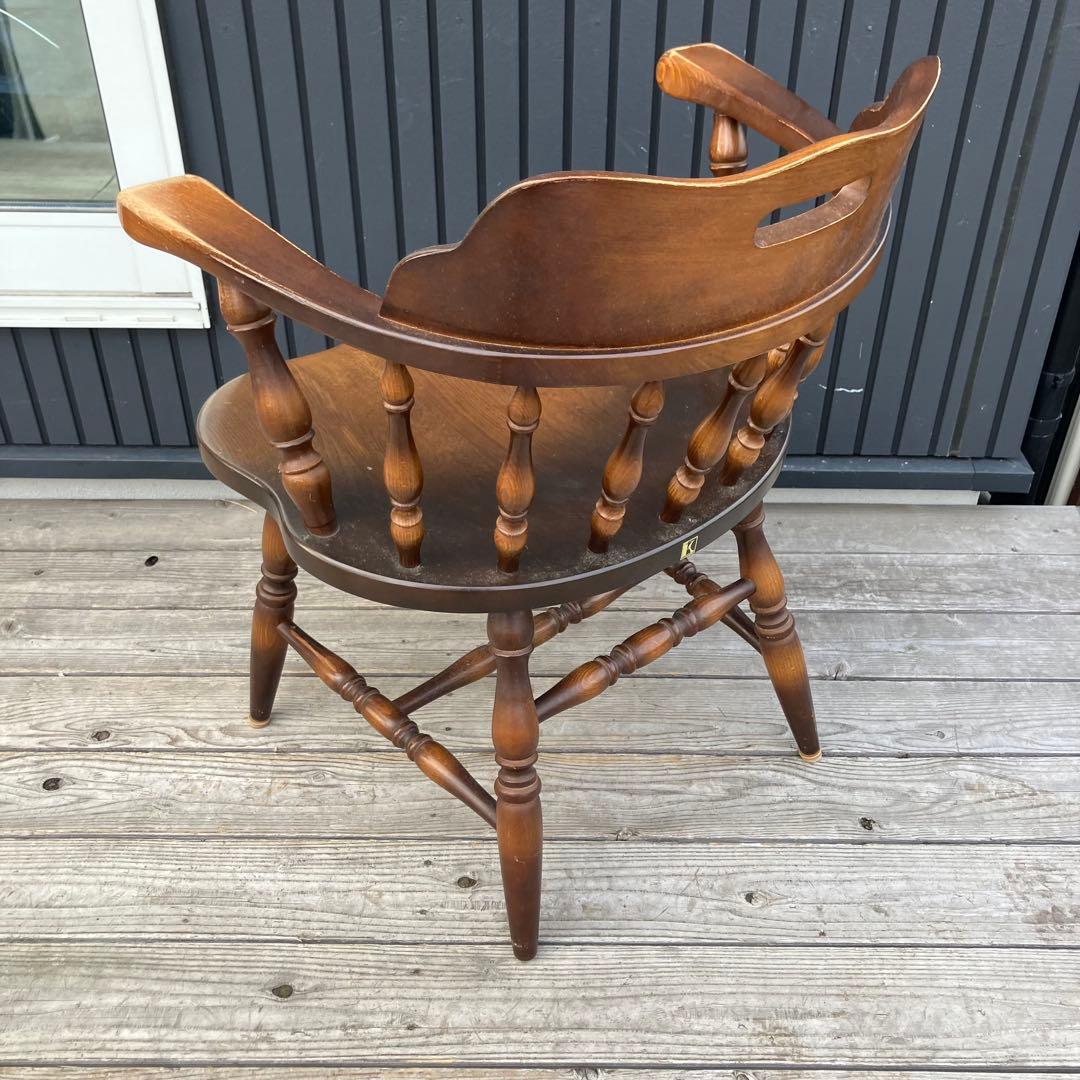 ③ ヴィンテージ 飛騨産業 キツツキ 木製椅子 ウインザーチェア アームチェア
