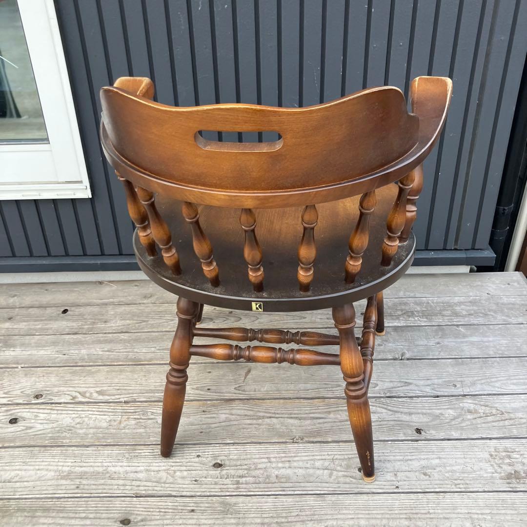 ③ ヴィンテージ 飛騨産業 キツツキ 木製椅子 ウインザーチェア アームチェア