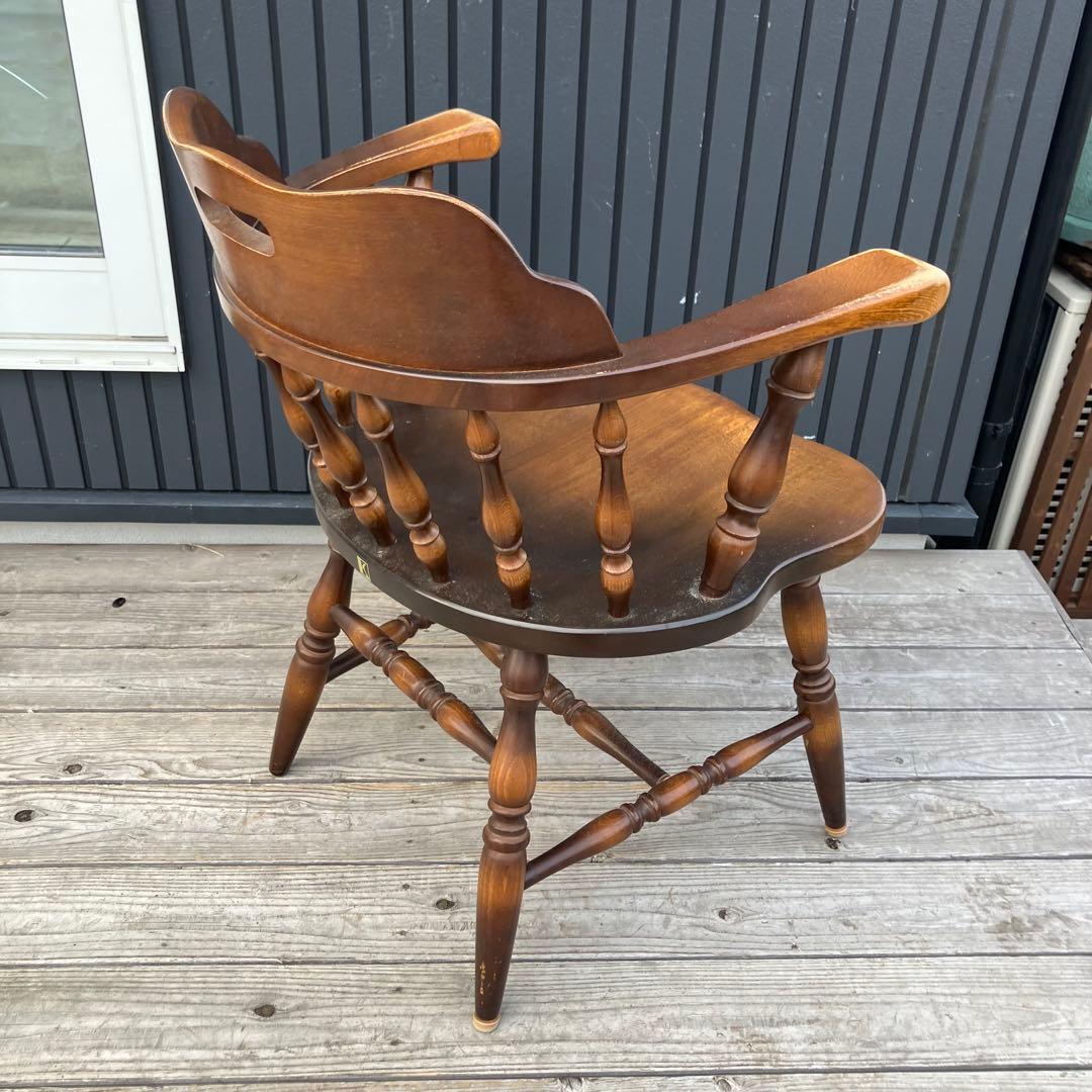 ③ ヴィンテージ 飛騨産業 キツツキ 木製椅子 ウインザーチェア アームチェア
