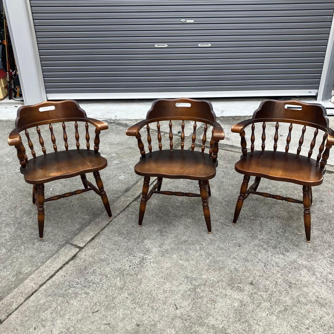 ③ ヴィンテージ 飛騨産業 キツツキ 木製椅子 ウインザーチェア アームチェア