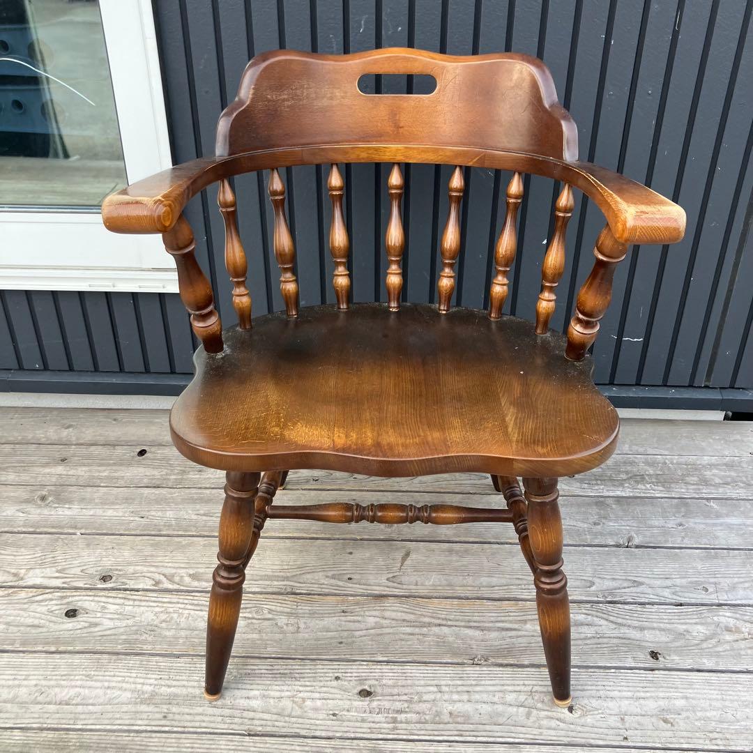 ③ ヴィンテージ 飛騨産業 キツツキ 木製椅子 ウインザーチェア アームチェア