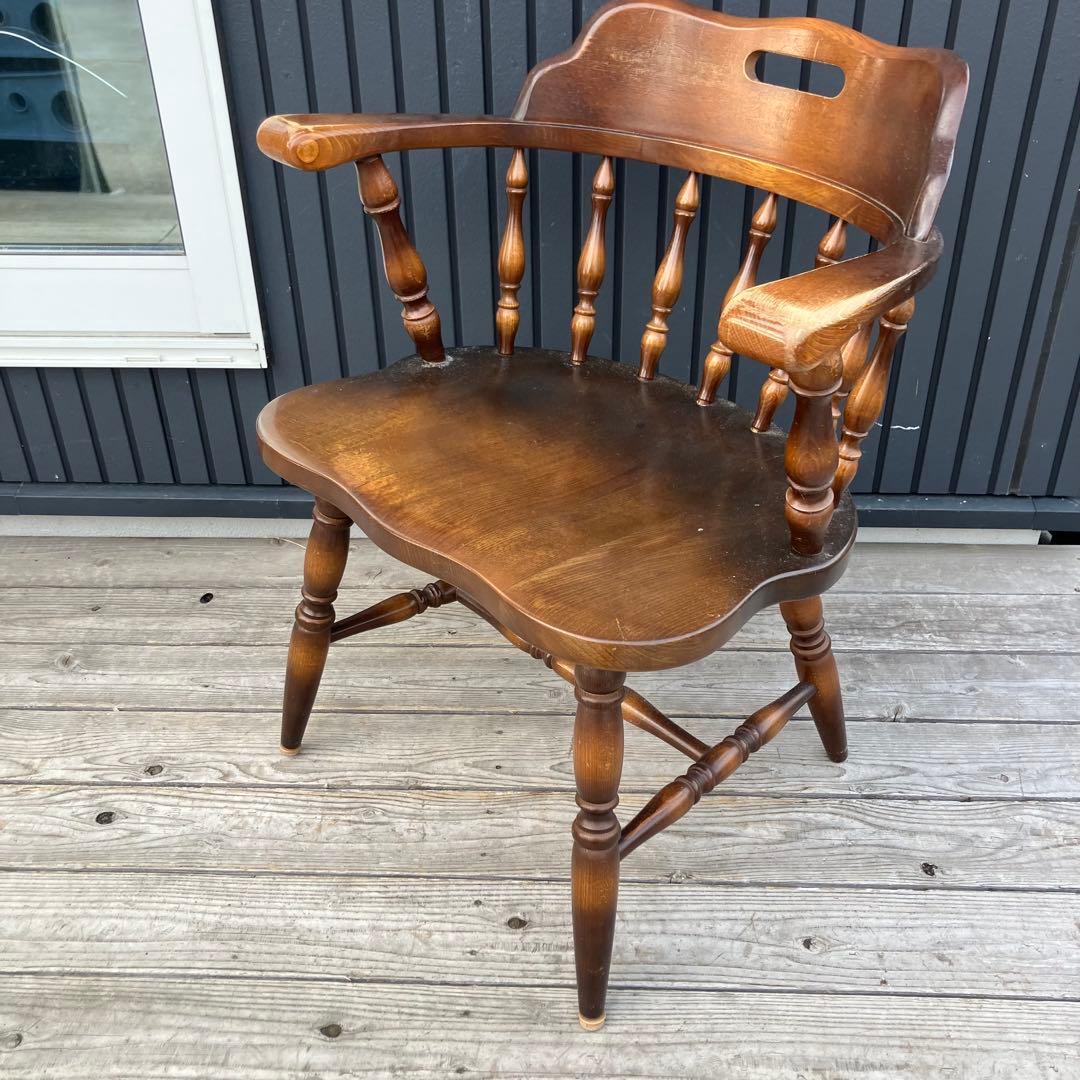 ③ ヴィンテージ 飛騨産業 キツツキ 木製椅子 ウインザーチェア アームチェア