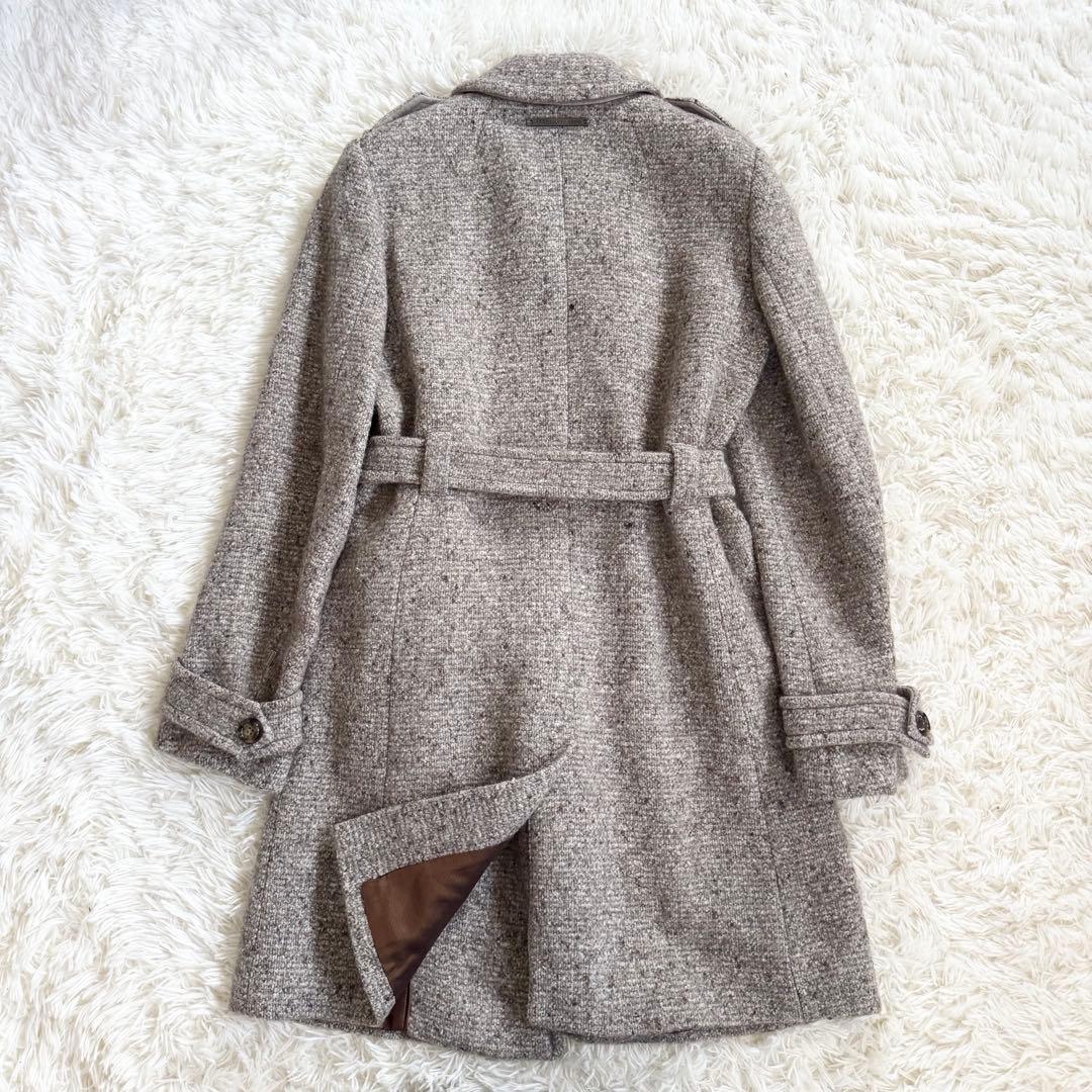 【美品】マックスマーラ ロングコート ツイード ベルト付き モヘア シルク