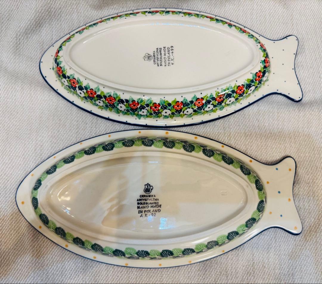 ポーリッシュポタリーお魚プレート2枚セット