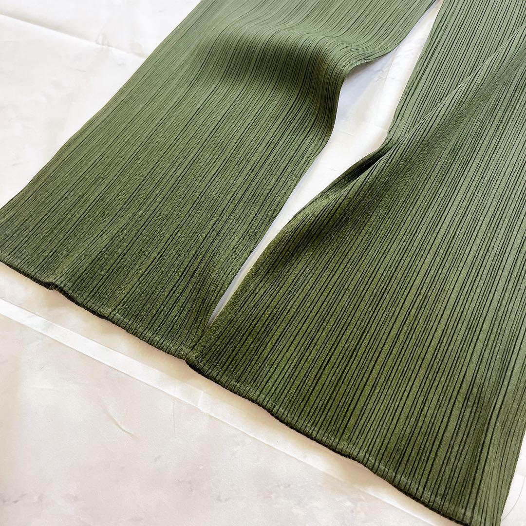 極美品✨プリーツプリーズ サイズ 3オリーブ カーキ グリーン 緑 パンツ ズボ