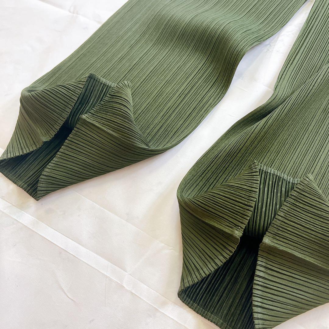 極美品✨プリーツプリーズ サイズ 3オリーブ カーキ グリーン 緑 パンツ ズボ