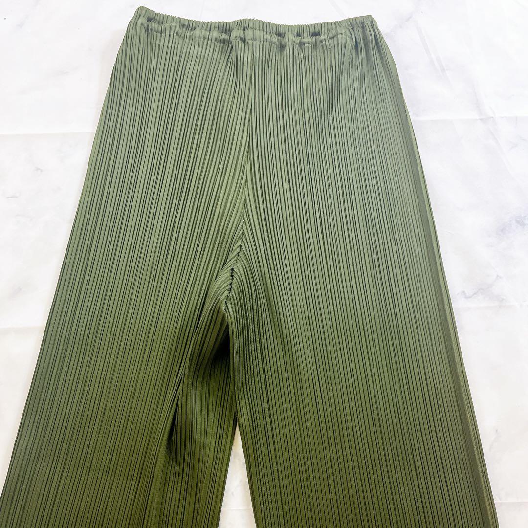 極美品✨プリーツプリーズ サイズ 3オリーブ カーキ グリーン 緑 パンツ ズボ