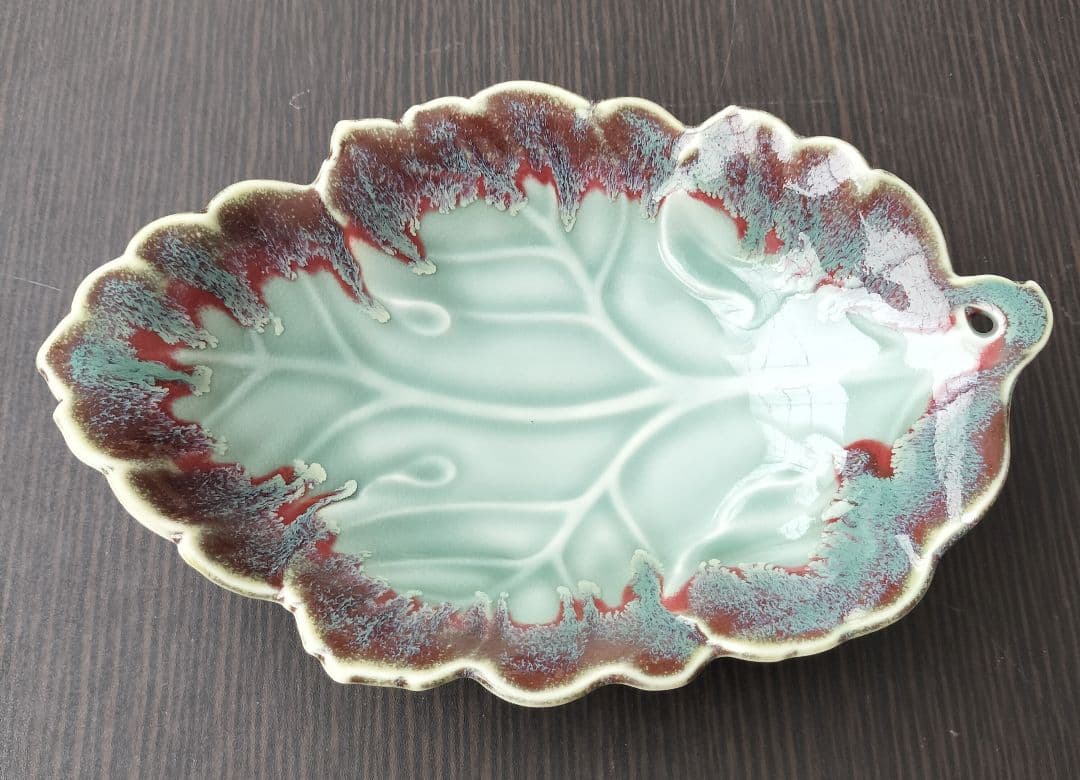 葉/高級有田焼/鍋島焼　青山作/6枚　 貝皿ちょく付6枚セット