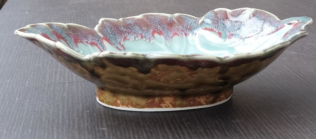 葉/高級有田焼/鍋島焼　青山作/6枚　 貝皿ちょく付6枚セット