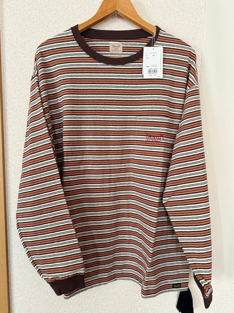 【YANUK】24SSボーダーロングスリーブ ワイドTシャツ Ｌサイズ