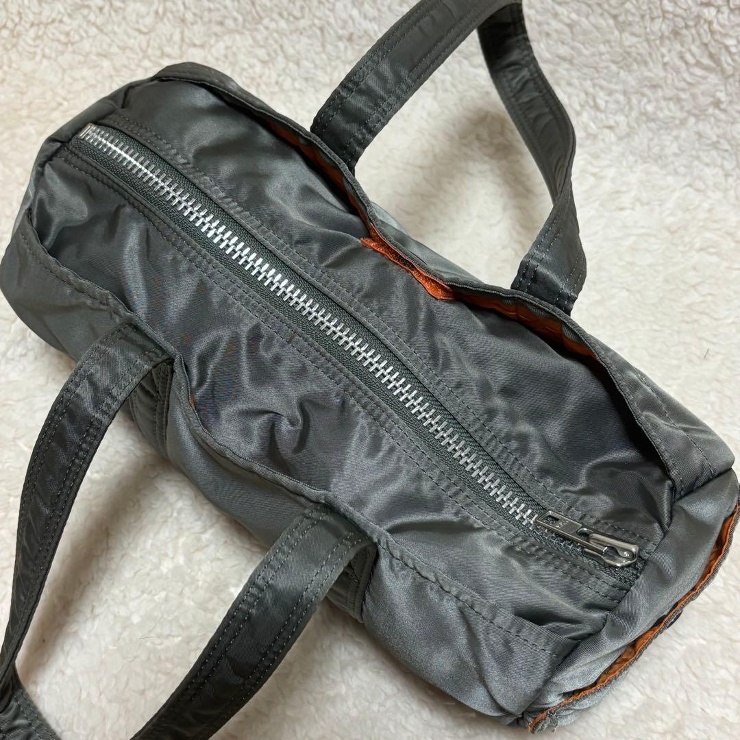 【美品】PORTER タンカー ミニボストン ドラムバッグ シルバーグレー S