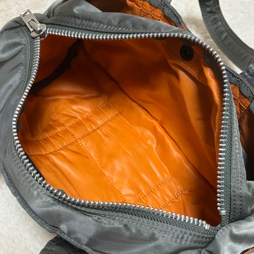 【美品】PORTER タンカー ミニボストン ドラムバッグ シルバーグレー S
