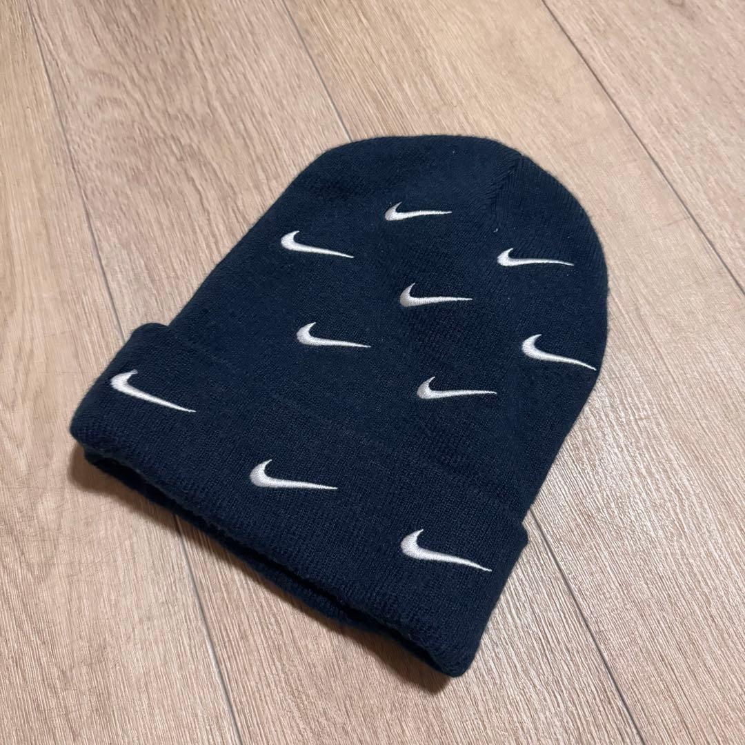 【レア】00’s NIKE ナイキ スウォッシュ ビーニー ニット帽 ネイビー