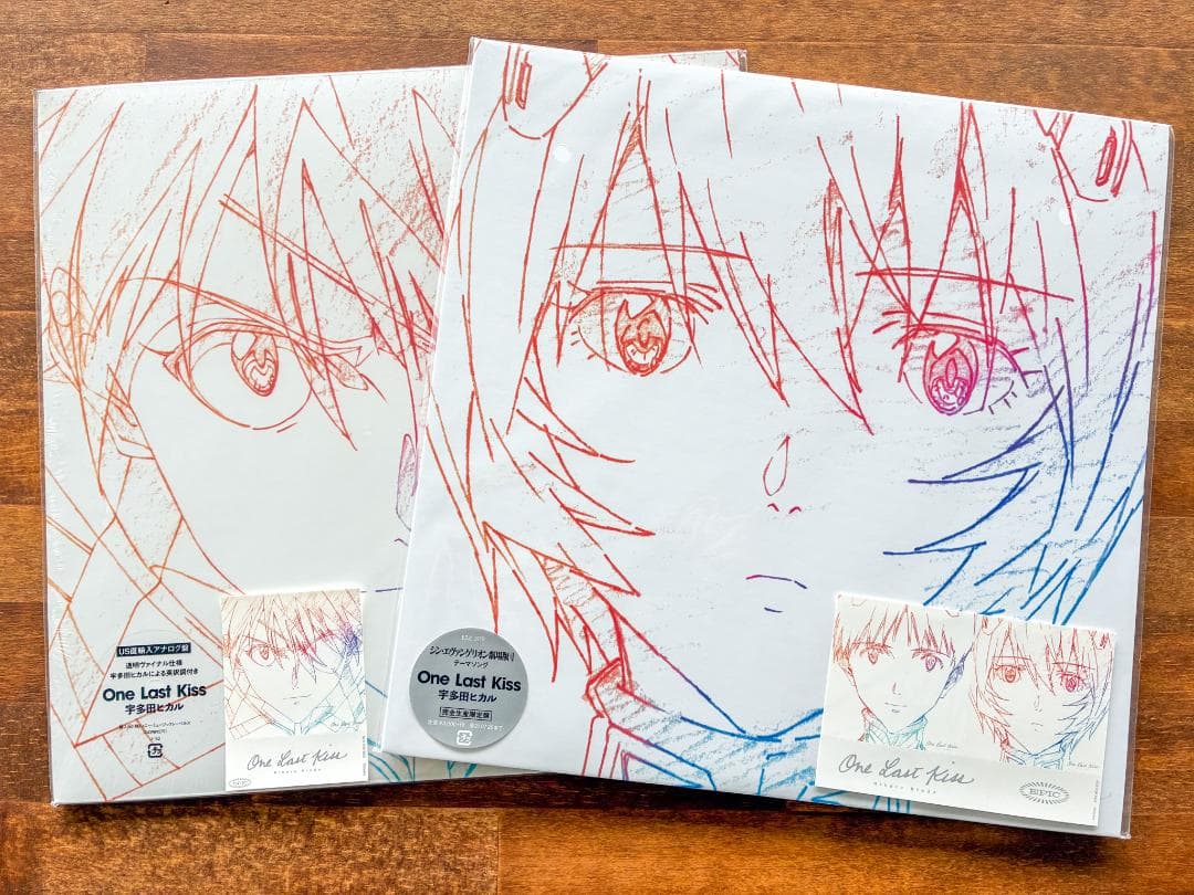 宇多田ヒカル One Last Kiss LP 2枚 レイ アスカ ステッカー付
