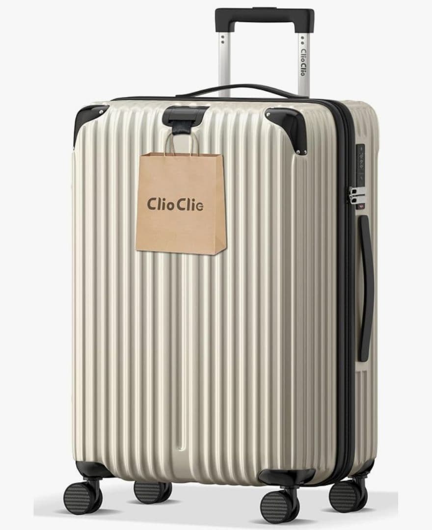 キャリーケース 拡張機能付 軽量 ホワイト Lサイズ 7泊~長期旅行/100L