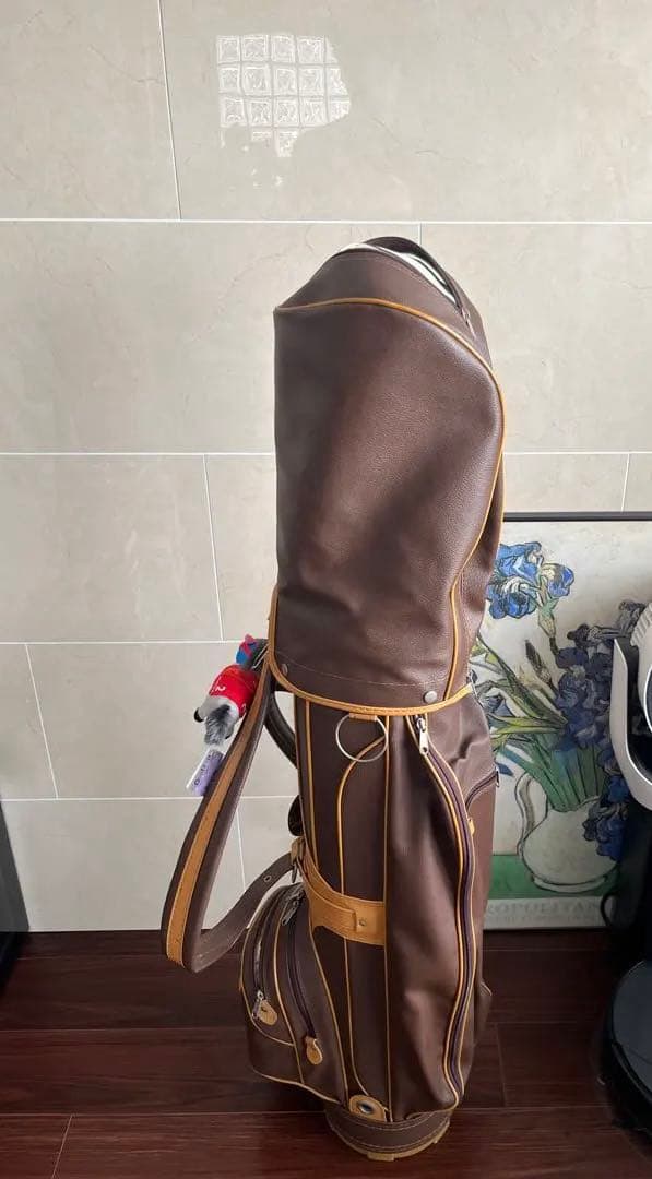 超希少 美品★本革ゴルフキャディバッグ ブラウン系カラー ワンオーナーユーズド品
