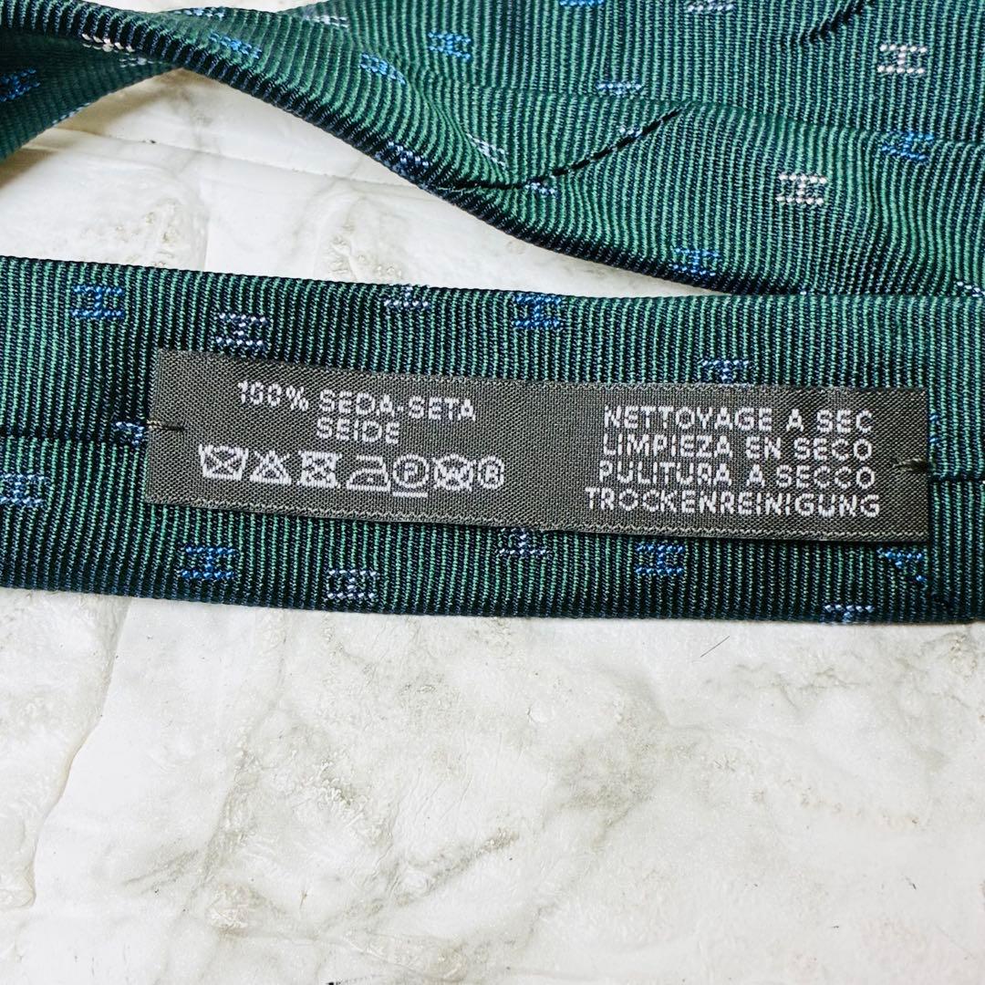 ★ エルメス　HERMES ネクタイ　グリーン　H柄　総柄　おしゃれ　現行タグ
