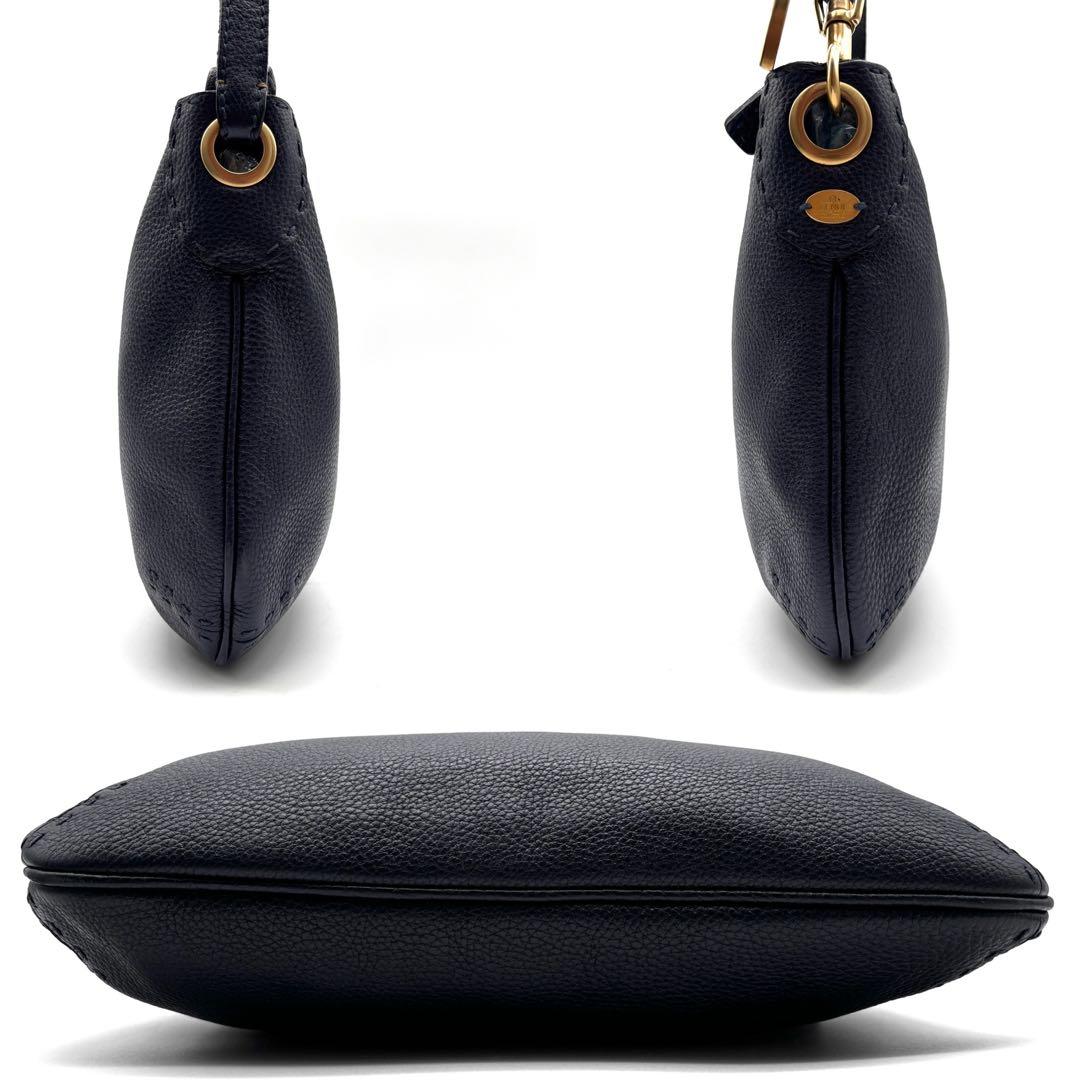 未使用級 フェンディ セレリア ショルダーバッグ 本革 レザー 斜め掛け 紺