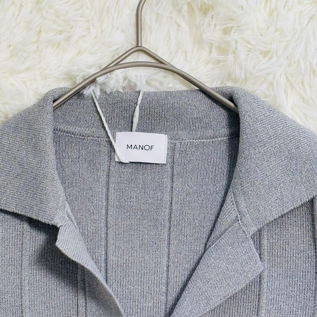 新品25SS MANOF マノフ　ニットポロトップス　グレー　半袖　スキッパー