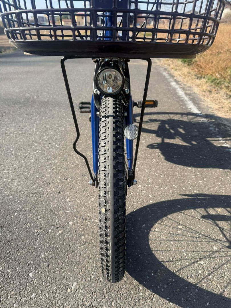 青色 電動アシスト自転車 シティタイプ