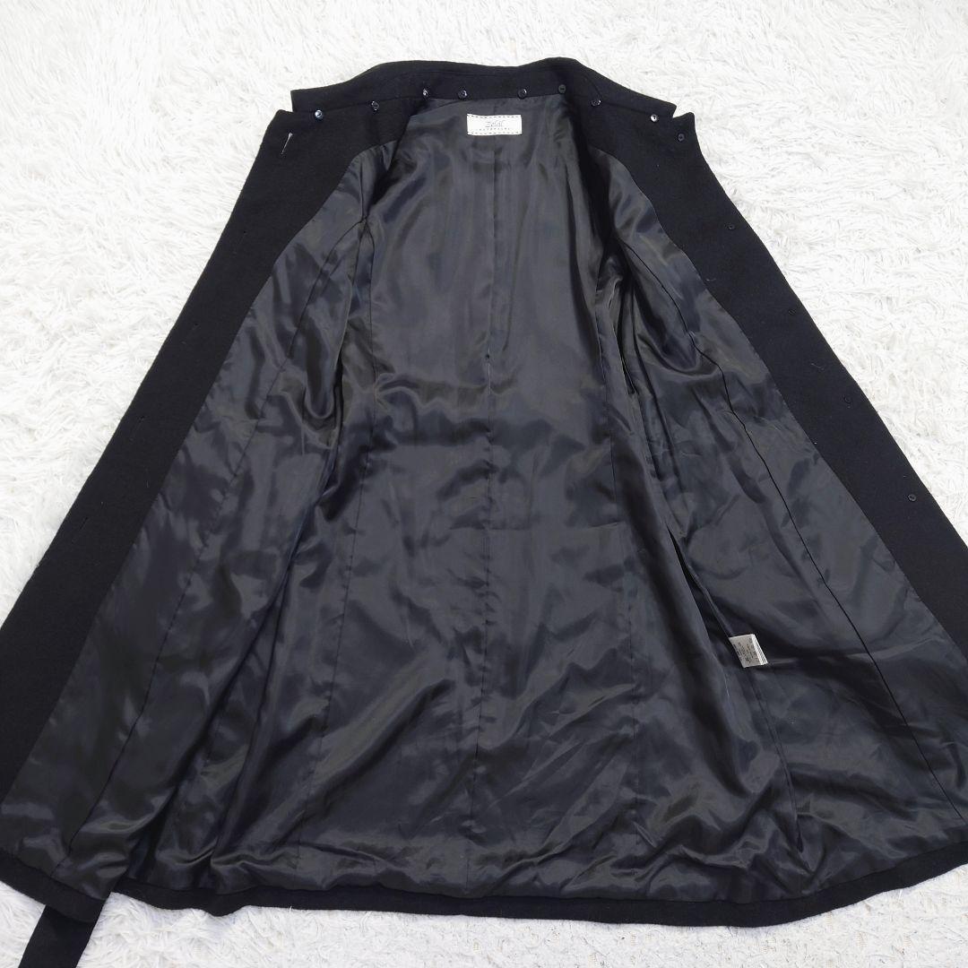 カシミヤ100％　ゼラール　ロングコート　ベルト　Aライン　比翼　黒　S相当