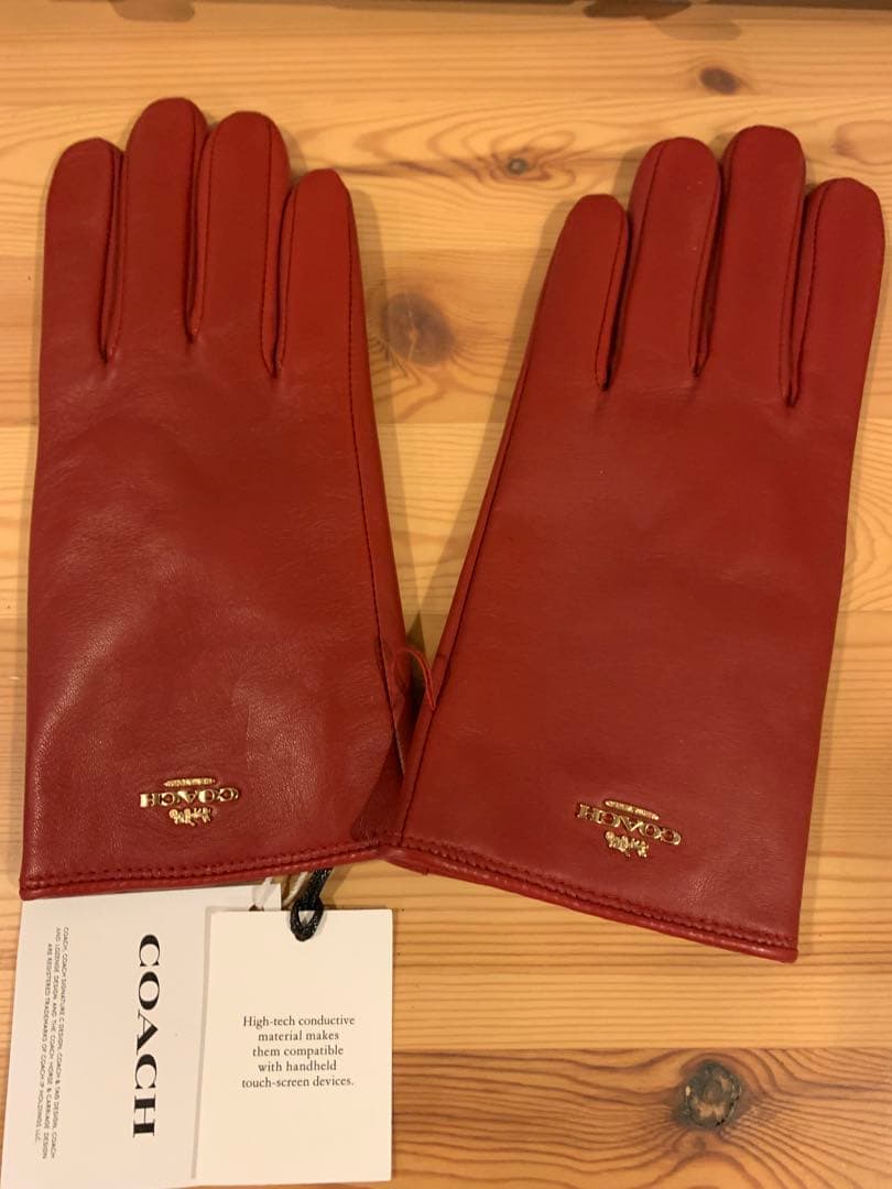 COACH 赤 レザー テックグローブ