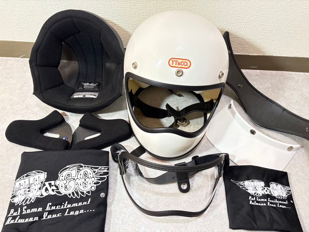 TT&CO. トゥーカッター フルフェイスヘルメット ホワイト Mサイズ