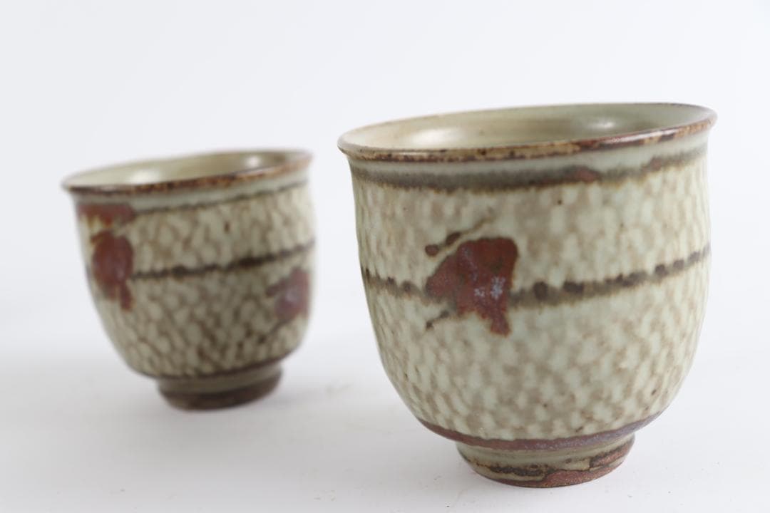 人間国宝 島岡達三 象嵌夫婦湯呑 共箱