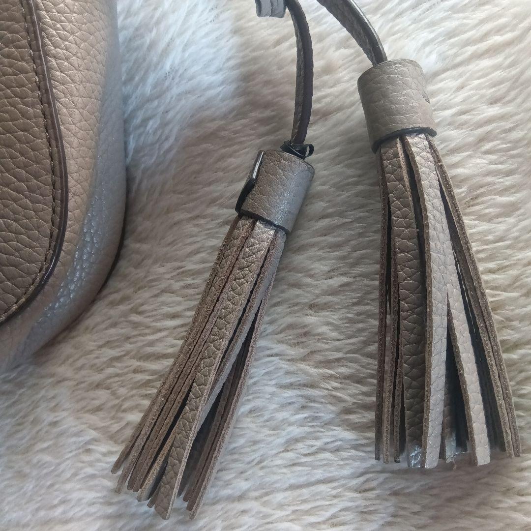 Tory Burch グレー レザー ショルダーバッグ　美品　汚れなし