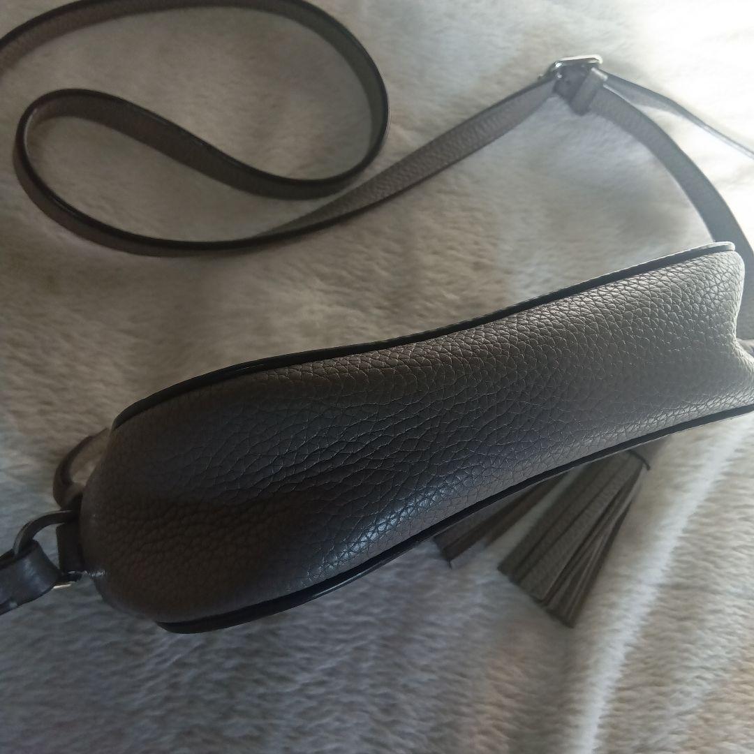 Tory Burch グレー レザー ショルダーバッグ　美品　汚れなし