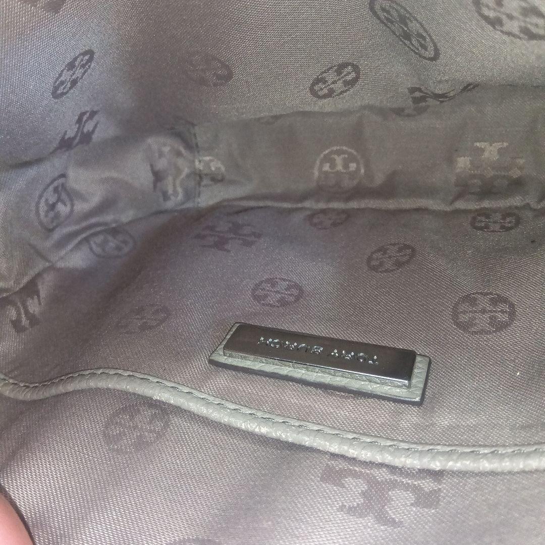 Tory Burch グレー レザー ショルダーバッグ　美品　汚れなし