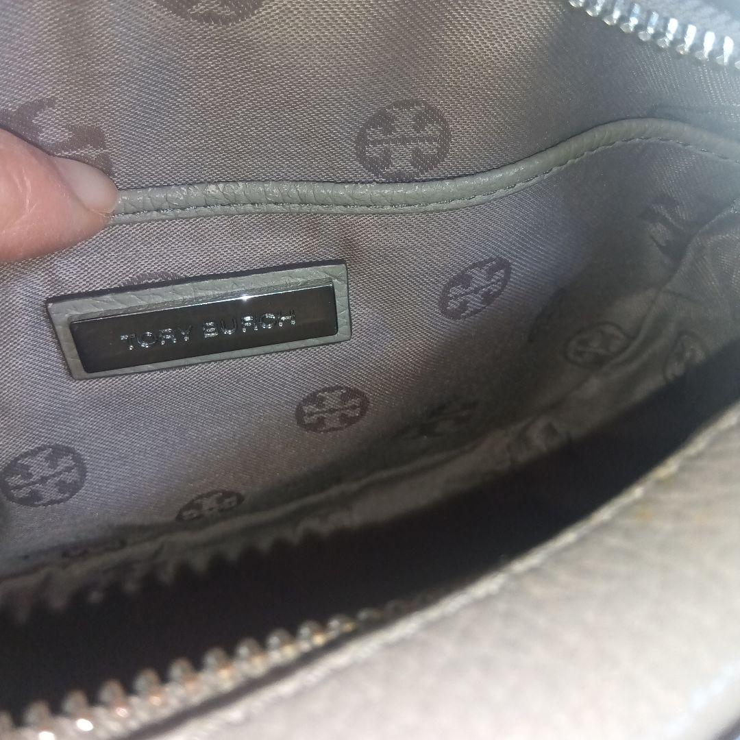 Tory Burch グレー レザー ショルダーバッグ　美品　汚れなし