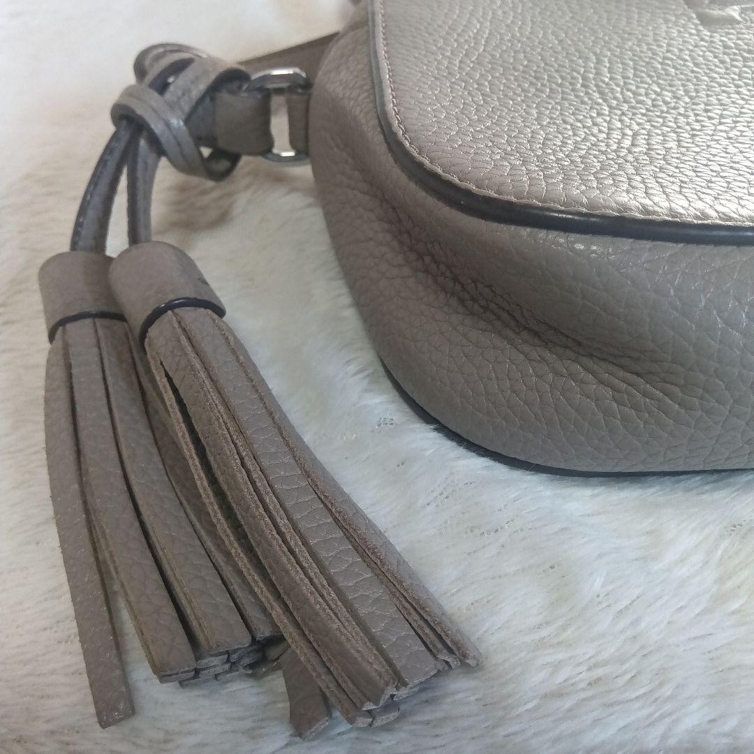 Tory Burch グレー レザー ショルダーバッグ　美品　汚れなし
