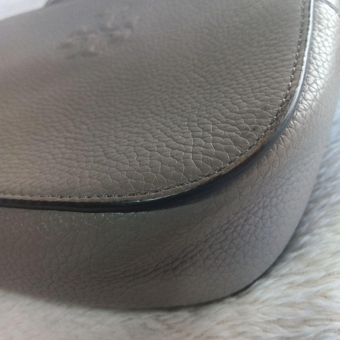 Tory Burch グレー レザー ショルダーバッグ　美品　汚れなし