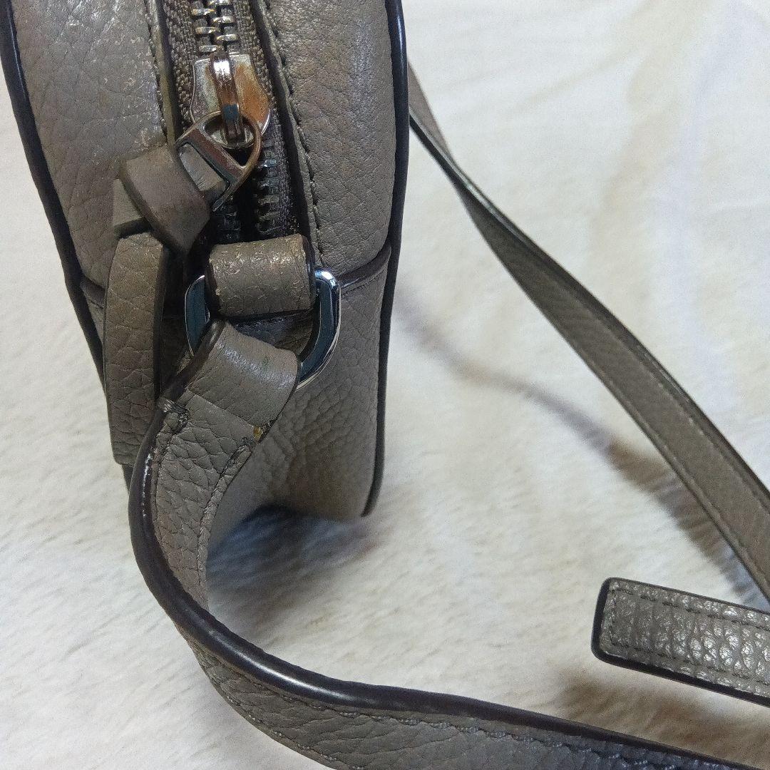 Tory Burch グレー レザー ショルダーバッグ　美品　汚れなし