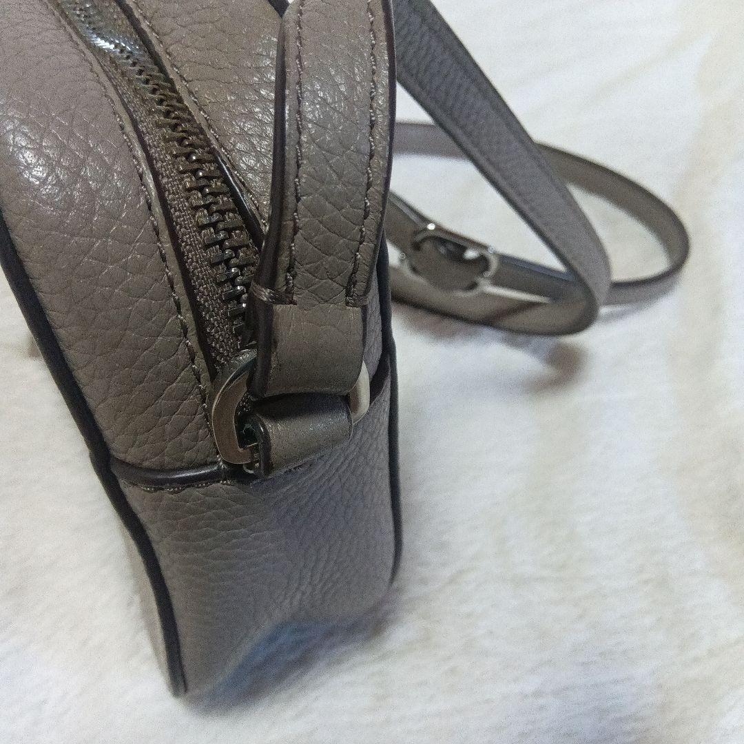 Tory Burch グレー レザー ショルダーバッグ　美品　汚れなし