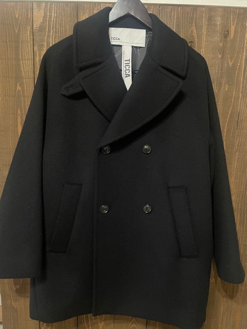 TICCA ブラック ウール ピーコート