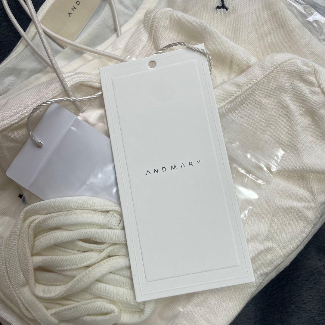 トップス andmary Mary sheer logo tops ivory