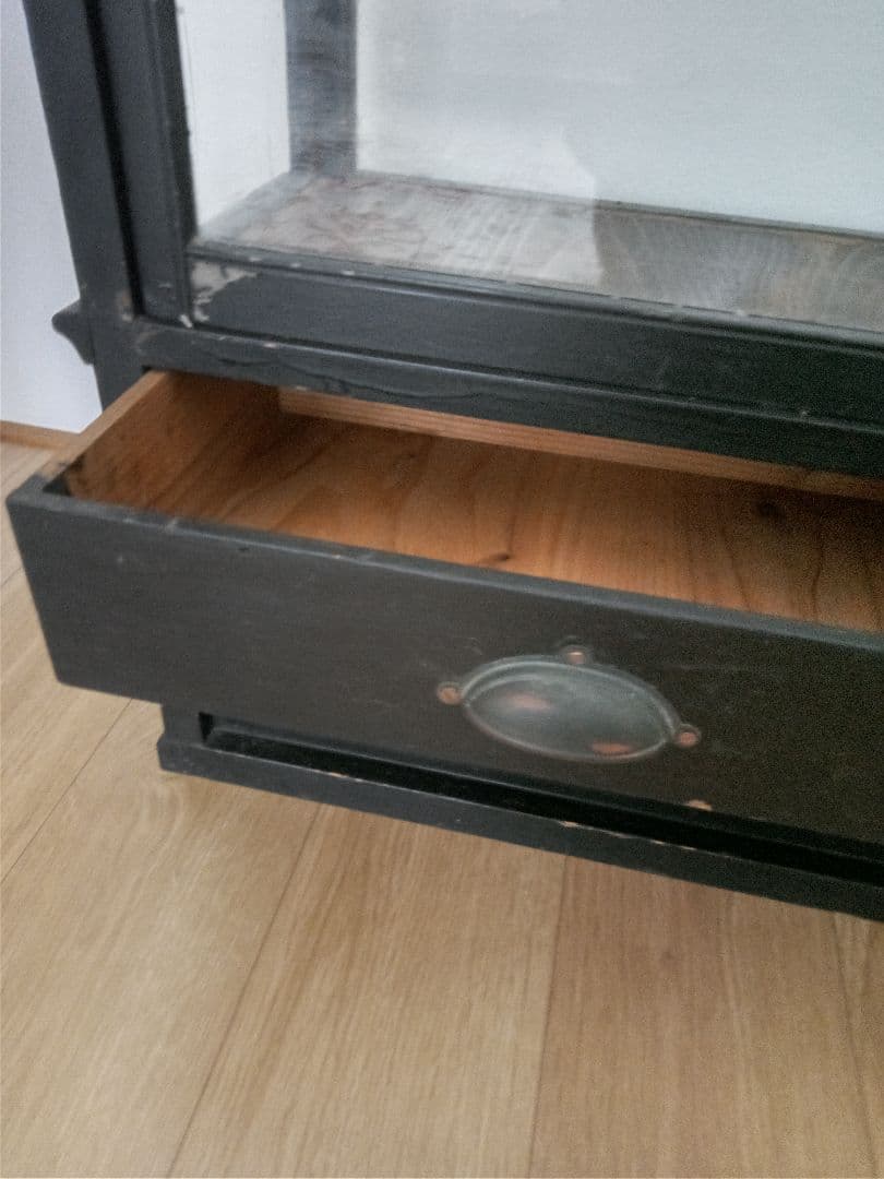 黒いガラス扉付きキャビネット