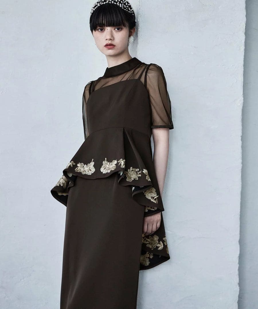 【訳あり】etoll. エトル　Iライン　ドレス　のみ　刺繍ペプラムビスチェなし