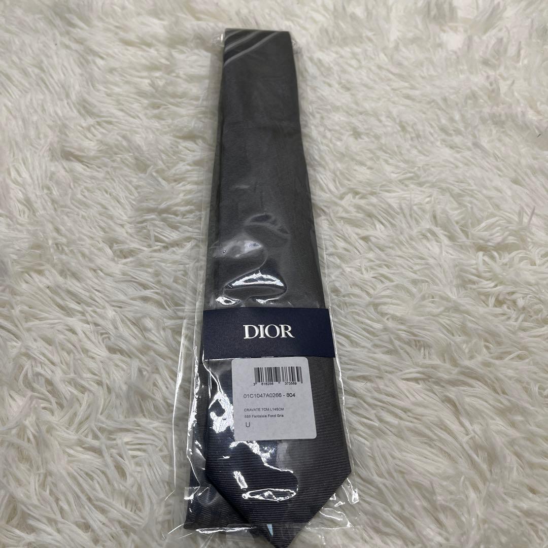 【未使用】DIOR ディオール ネクタイ 紺 トロッター　シルク ナロータイ