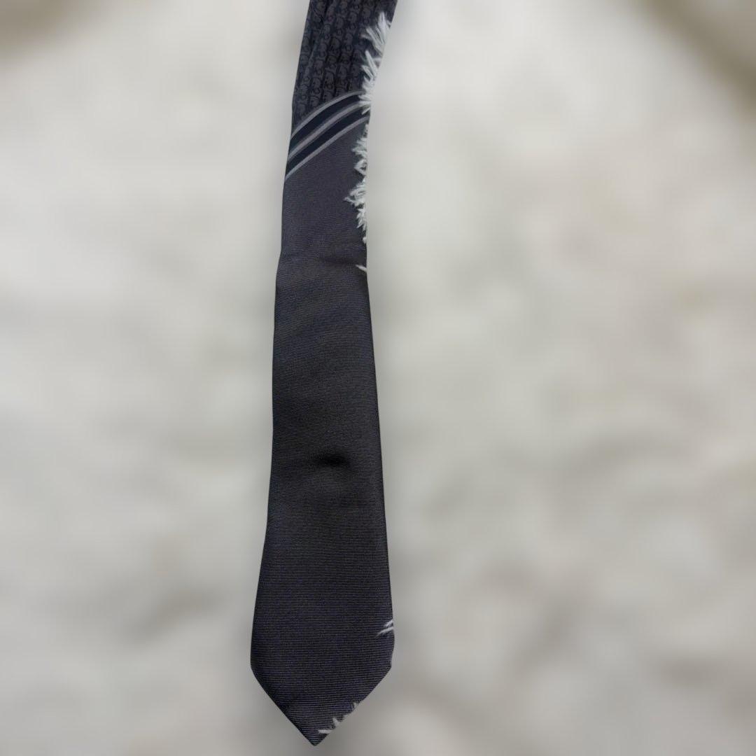 【未使用】DIOR ディオール ネクタイ 紺 トロッター　シルク ナロータイ