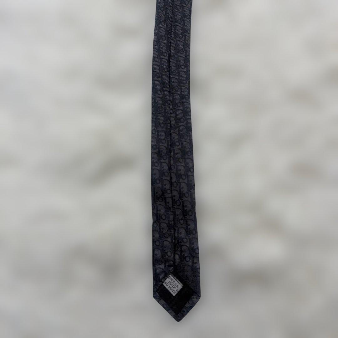 【未使用】DIOR ディオール ネクタイ 紺 トロッター　シルク ナロータイ