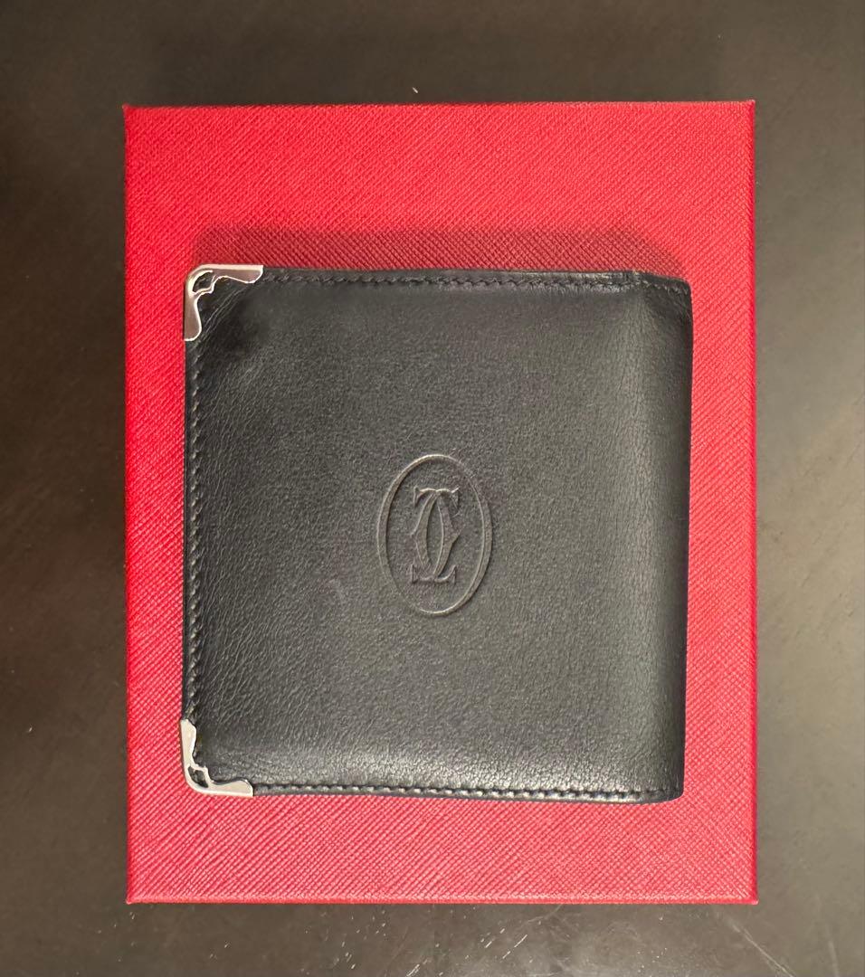 【美品】Cartier 二つ折り財布&ケースセット　ブラック レザー