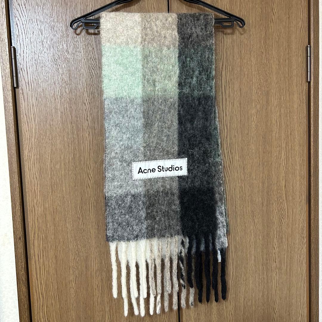 acne studious マフラー　グリーン　チェック