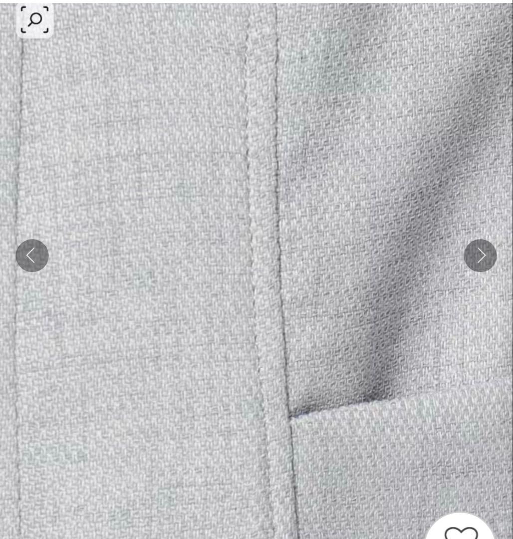 新品　クードシャンス　ノーカラーJKスーツ　36 ライトグレー