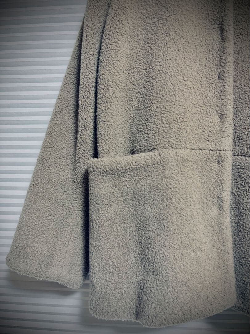 北欧くらしの道具店 ノーカラージャケット ベージュ フリース風