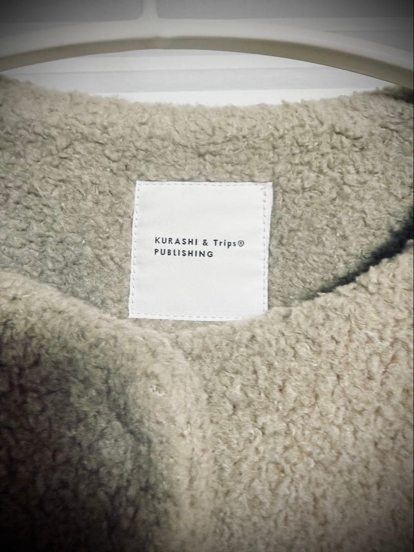 北欧くらしの道具店 ノーカラージャケット ベージュ フリース風